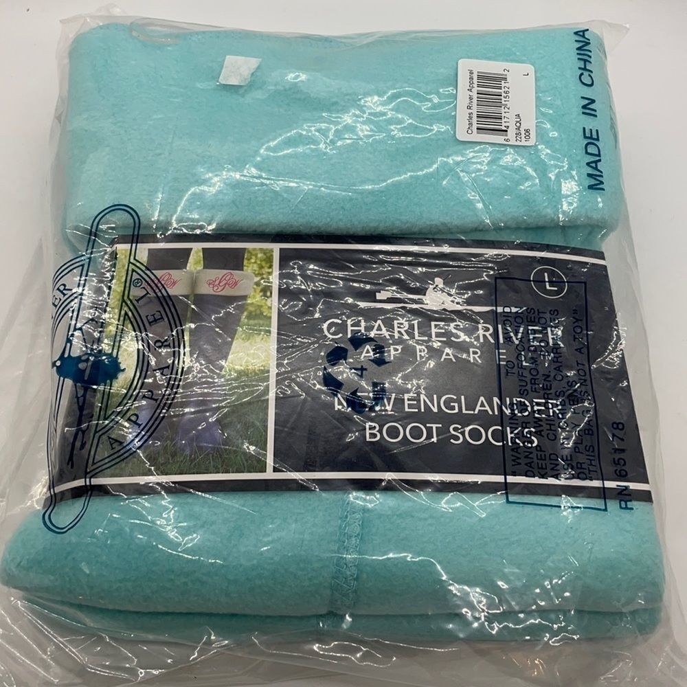 NWT Charles Rivers New Englander Boot Socks Aqua Size Large